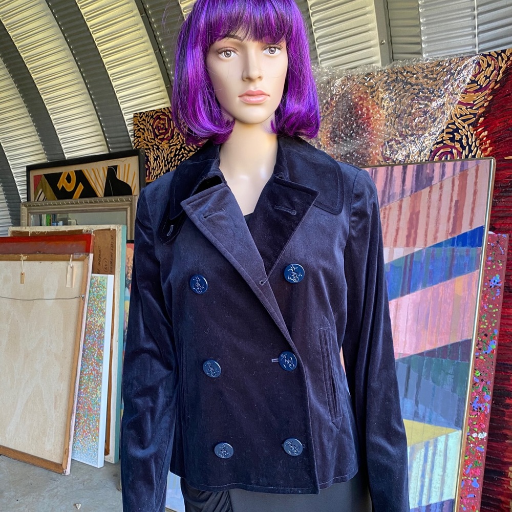 Ralph Lauren Navy Blue Velveteen Pea Jacket
